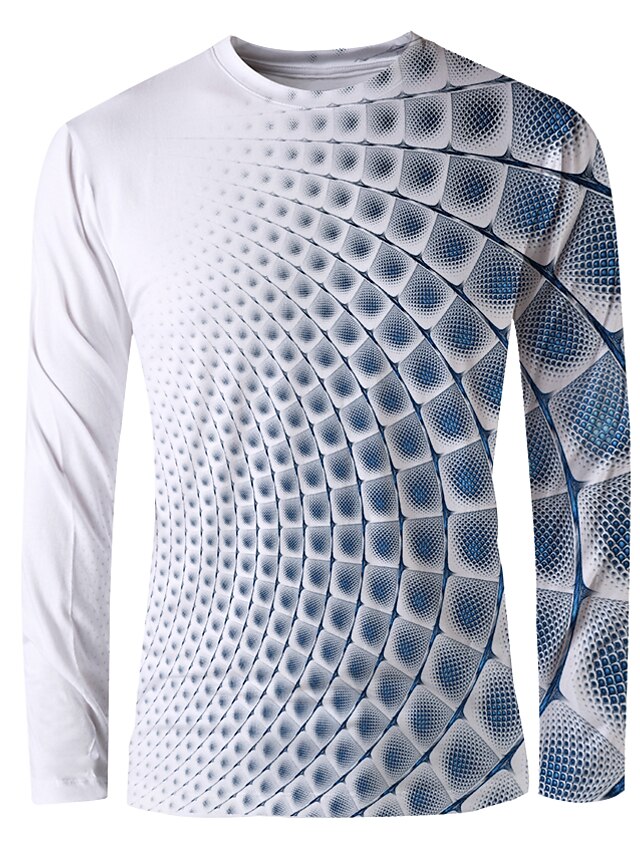  Men's T shirt Graphic Print Long Sleeve Daily Tops Basic Elegant Blue