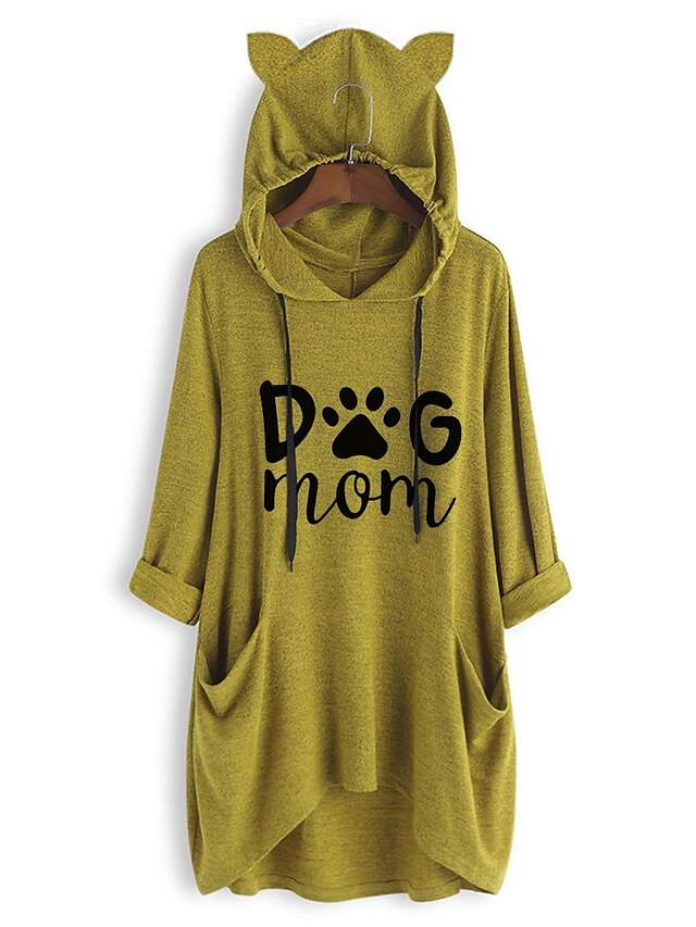  Women's Graphic Text Letter Pullover Hoodie Sweatshirt Front Pocket non-printing Daily Basic Hoodies Sweatshirts  Blue Yellow Blushing Pink