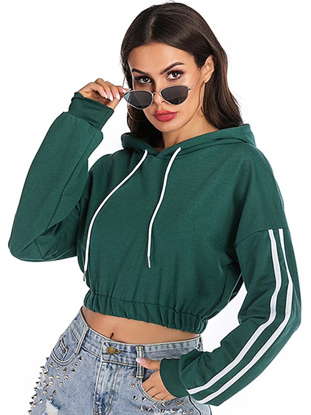  Women's Hoodie Solid Colored Basic Streetwear Hoodies Sweatshirts  Cotton Green