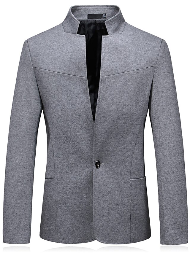  Schwarz / Marineblau / Grau Solide Normale Passform Polyester Herren Anzug - Ständer