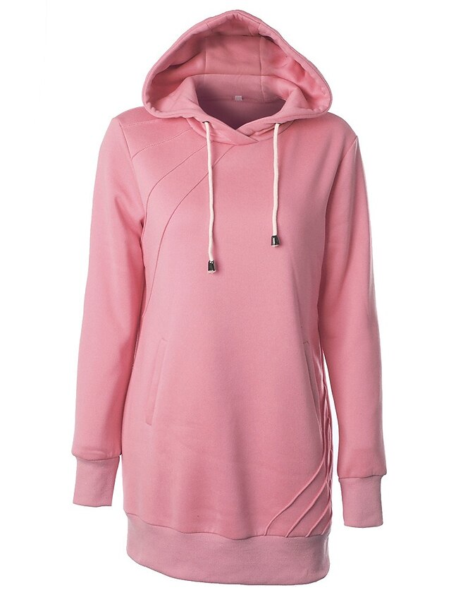  Women's Solid Colored Hoodie Pullover Daily Basic Hoodies Sweatshirts  Blue Blushing Pink Green