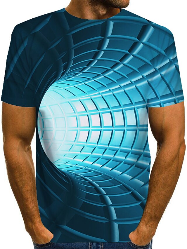  Herren T Shirt Rundhalsausschnitt 3D-Druck Grün Blau Grau Purpur Gelb 3D-Druck Kurzarm Bedruckt Täglich Oberteile Basic Übertrieben Designer