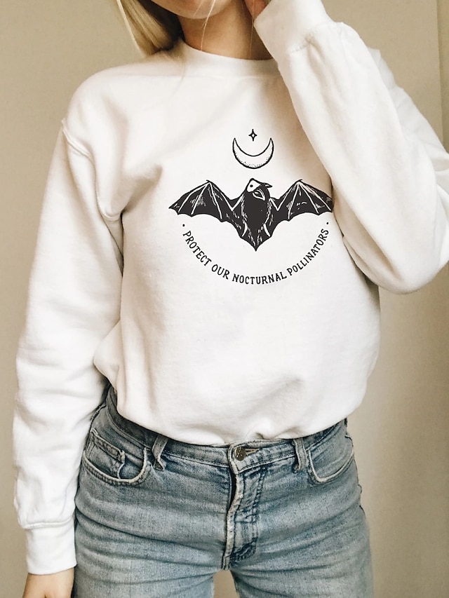  Women's Pullover Sweatshirt Graphic Text Letter Daily Weekend Basic Casual Hoodies Sweatshirts  Cotton Slim Oversized White