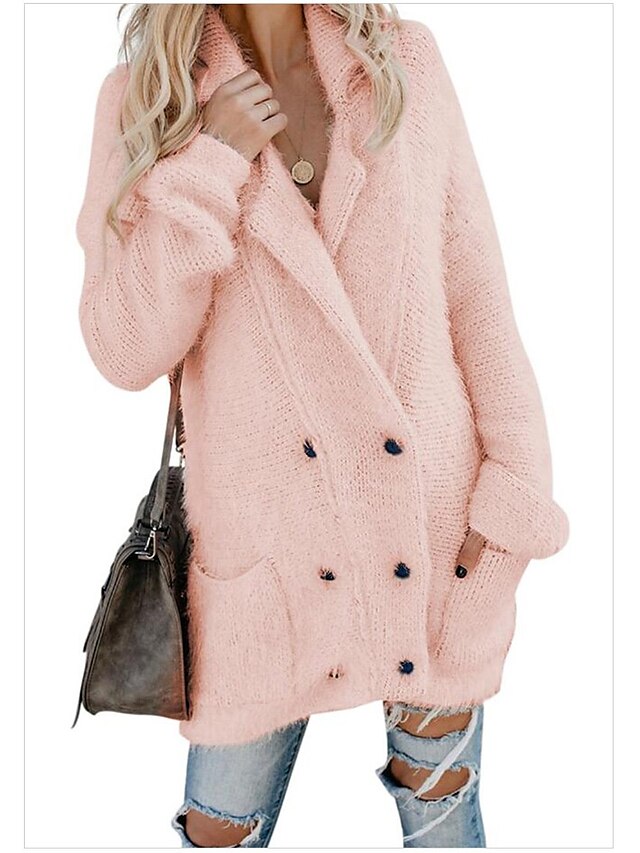  Women's Teddy Coat Winter Daily Long Coat Regular Fit Basic Jacket Long Sleeve Solid Colored Blushing Pink Gray Brown