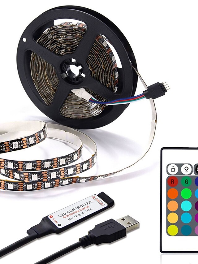  USB LED Strip Light with Remote Control RGB Flexible Strip Light Multicolor for Desk Decor Screen TV Background Lighting