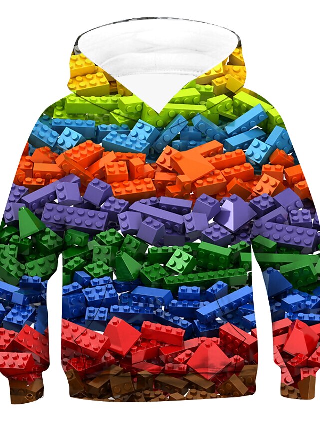  Boys' Geometric Rainbow 3D Print Hoodie