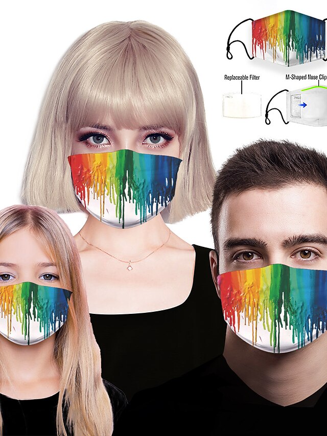  Face cover Filter Element Women's Spandex Polyester One-Size Rainbow 1pc / pack Adults Layered Breathable Daily Home Streetwear All Seasons