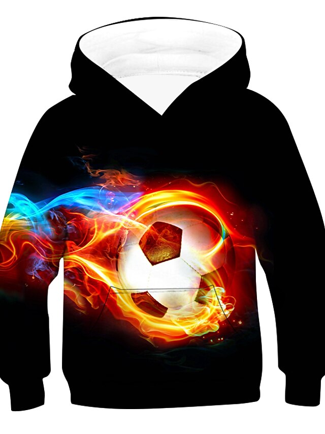  Boys 3D Football Hoodie Long Sleeve 3D Print Fall Winter Active Basic Polyester Rayon Kids 3-12 Years Outdoor Daily