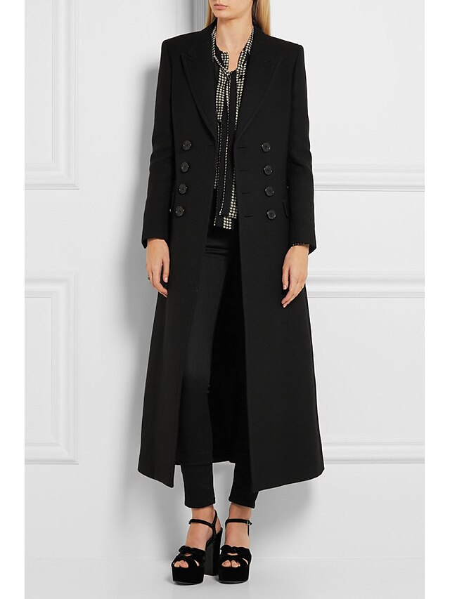  Women's Solid Colored Basic Fall Coat Long Daily Long Sleeve Acrylic Coat Tops Black