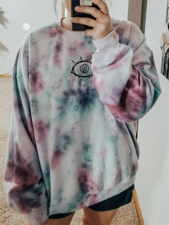  Damen Kapuzenshirt Pullover Batik überdimensional Alltag Andere Drucke Grundlegend Kapuzenpullover Sweatshirts Lose Grün