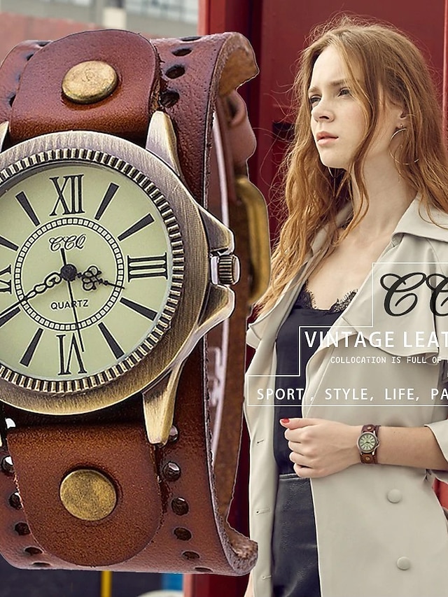  Relógio de quartzo para mulheres masculino analógico quartzo retro vintage metal pu pulseira de couro relógio de pulso