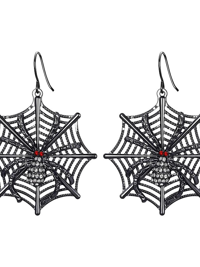  Women's Men's Hoop Earrings Retro Spiders Punk Earrings Jewelry Black For Halloween 2pcs
