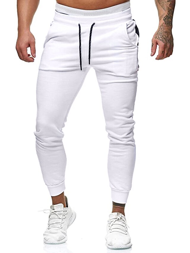  Men's Sweatpants Full Length Pants Daily Patterned Mid Waist Sports Slim Black Green Red White S M L XL