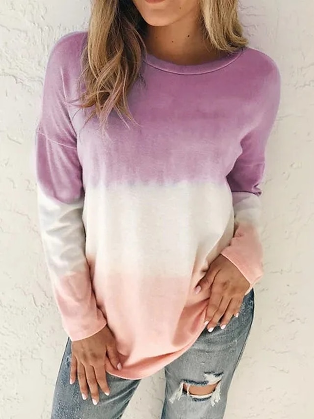  Women's Tie Dye Pullover Sweatshirt Other Prints Daily Going out Basic Casual Hoodies Sweatshirts  Blue Purple Gray