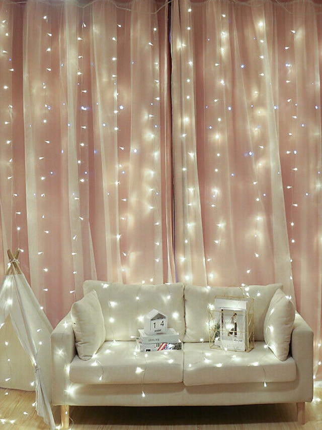  luzes de cortina LED decoração à prova d 'água ao ar livre LED pátio janela festa jardim de casamento quarto luzes de corda ao ar livre para férias de decoração de casa de mangueira 2x2m