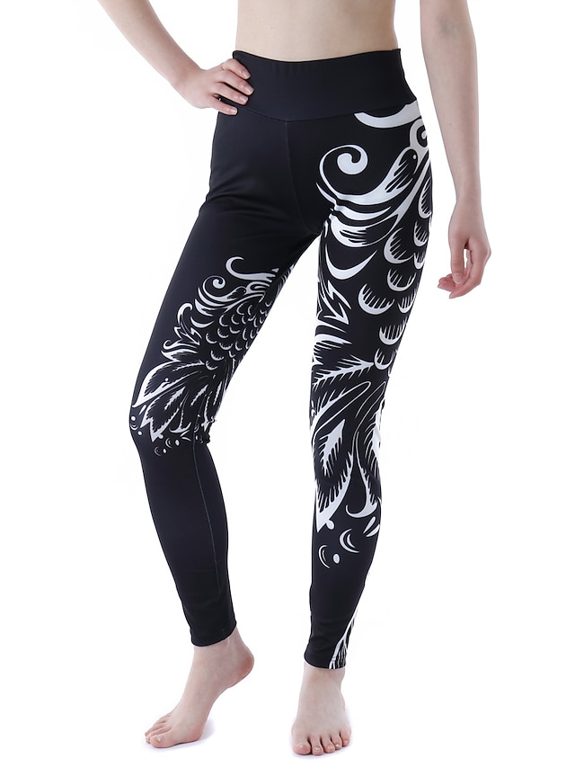  Femme Sportif Yoga Joggings Respirable Des sports du quotidien Mince Pantalon Cheville Imprimer Taille haute Noir