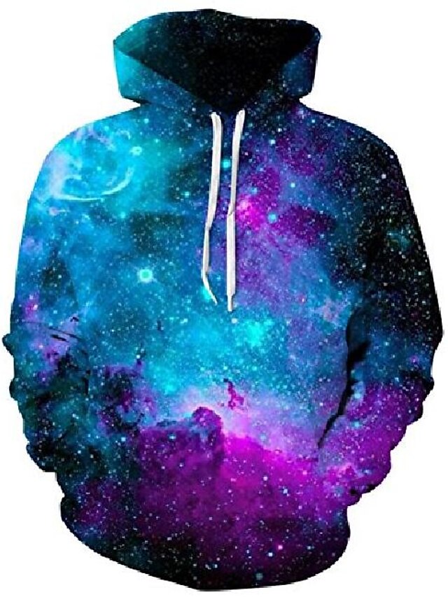  3d novelty hoodie cool mens hoodies boys pullover sweatshirts hip hop girls hoody galaxy couple lovers pattern coat with big pockets tops for teen boy girl blue purple