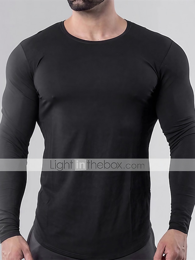  menns lang-tørr hurtig-tørr treningsøkt lette t-skjorter klassiske langermede treningstrøyer t26_black_us-m