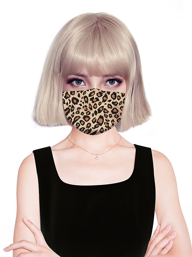  Mujer Cubierta de la cara Moda Licra Estampado Leopardo HogarMask / Multi capa / Otoño / Invierno / Primavera / Verano