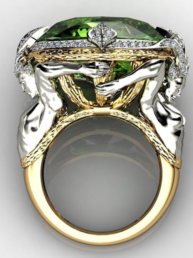  1 Stück Bandring Ring For Kubikzirkonia Damen Strasse Grün Gemischte Farbe Messing Fische