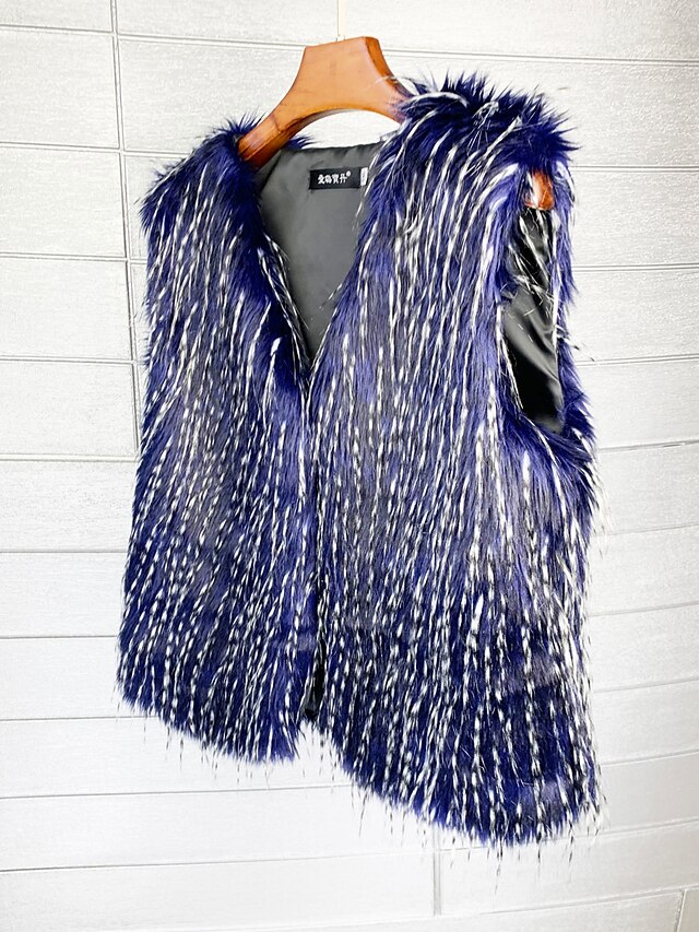  Femme gilet Printemps & Automne Quotidien Normal Manteau Standard basique Veste Sans Manches Tie Dye Bleu Marine
