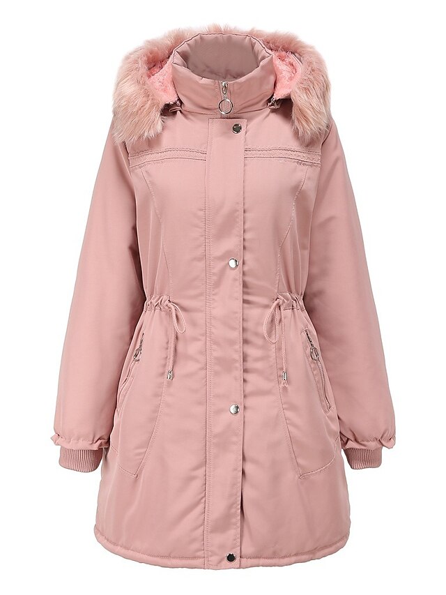  Women's Padded Long Coat Loose Jacket Solid Colored Blue Blushing Pink Wine / Plus Size / White Duck Down / Plus Size