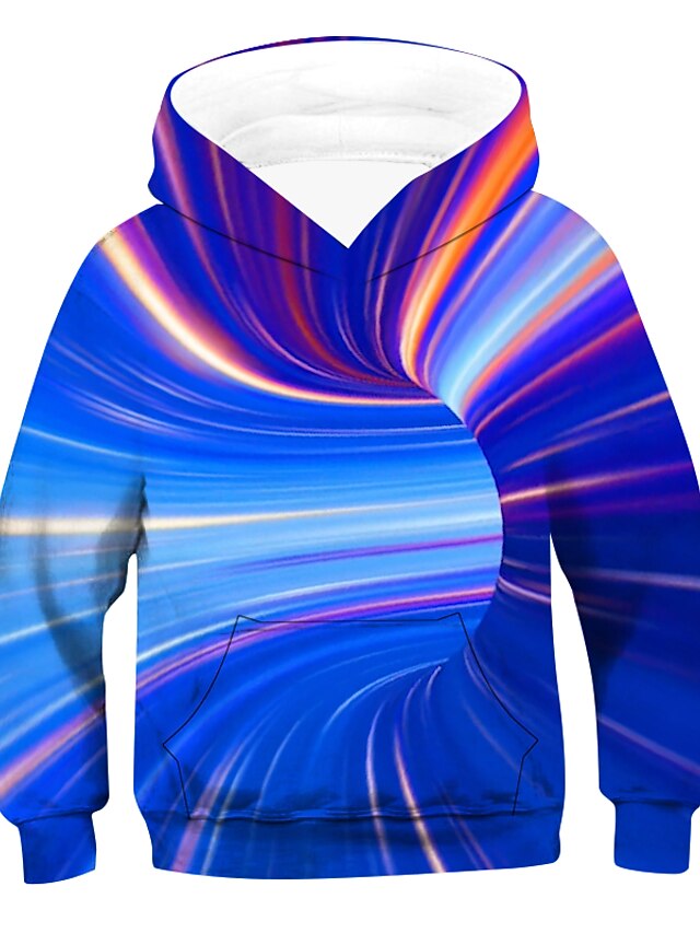  Boys 3D Optical Illusion Hoodie Long Sleeve 3D Print Spring Fall Winter Active Basic Polyester Rayon Kids 2-12 Years School Outdoor Daily