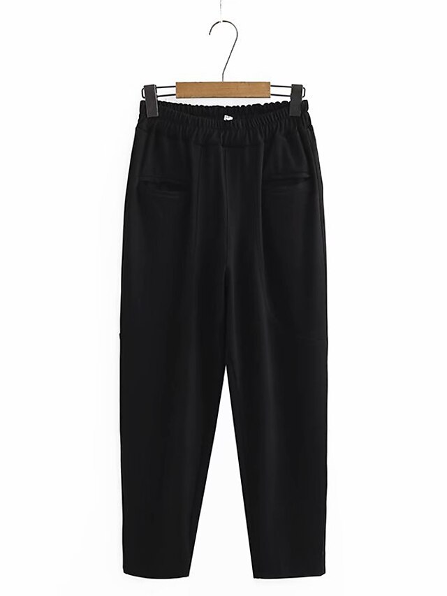  Women's Basic Streetwear Comfort Daily Going out Jogger Pants Solid Colored Full Length Black