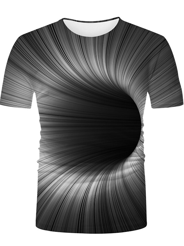  Men's Unisex Shirt T shirt Tee Tee Graphic Optical Illusion Round Neck Black-White Yellow Blue Green 3D Print Plus Size Casual Daily Short Sleeve 3D Print Print Clothing Apparel Fashion Cool Basic