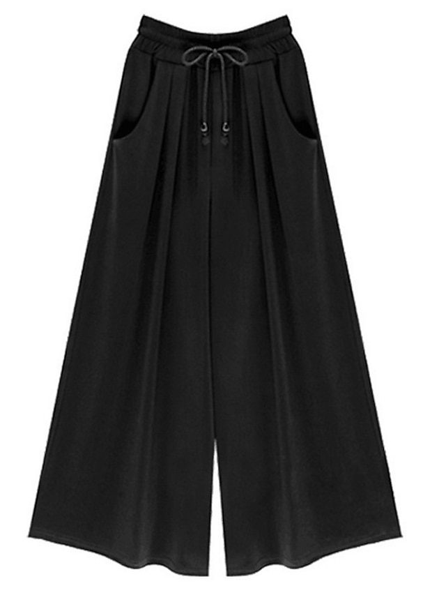  Women's Culottes Wide Leg Gauchos Pants Trousers Baggy Mid Waist Casual Lounge Weekend Black Ginger S M Spring &  Fall
