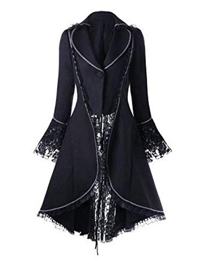 wanquiy womens retro autumn cotton open jacket new solid long sleeve cardigan irregular tailcoat outwear (s, js-black)