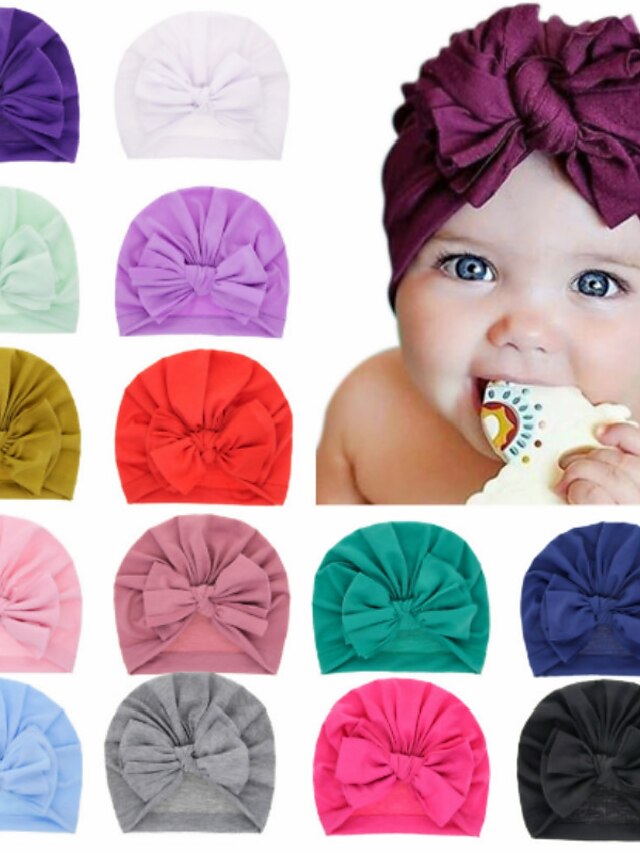  1pcs Toddler / Baby Girls' Basic Black / White / Blue Solid Colored Pure Color / Bow Spandex / Cotton Hair Accessories Purple / Yellow / Blushing Pink One-Size / Bandanas
