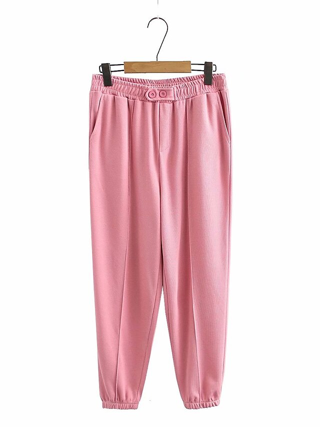  Women's Basic Streetwear Comfort Plus Size Cotton Loose Daily Going out Jogger Pants Solid Colored Full Length High Waist Black Blushing Pink Gray