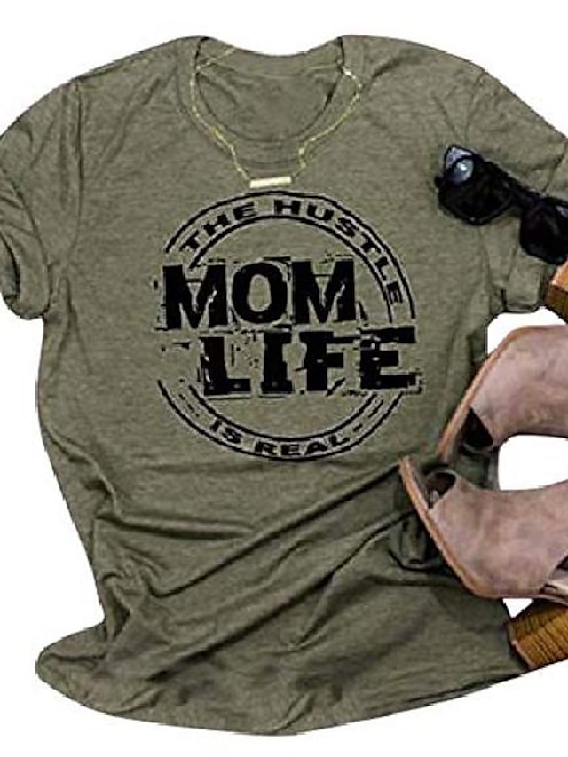  mom life t-shirts femmes maman life is ruff t-shirts à manches courtes chemise casual mama chemises tops (m, vert)