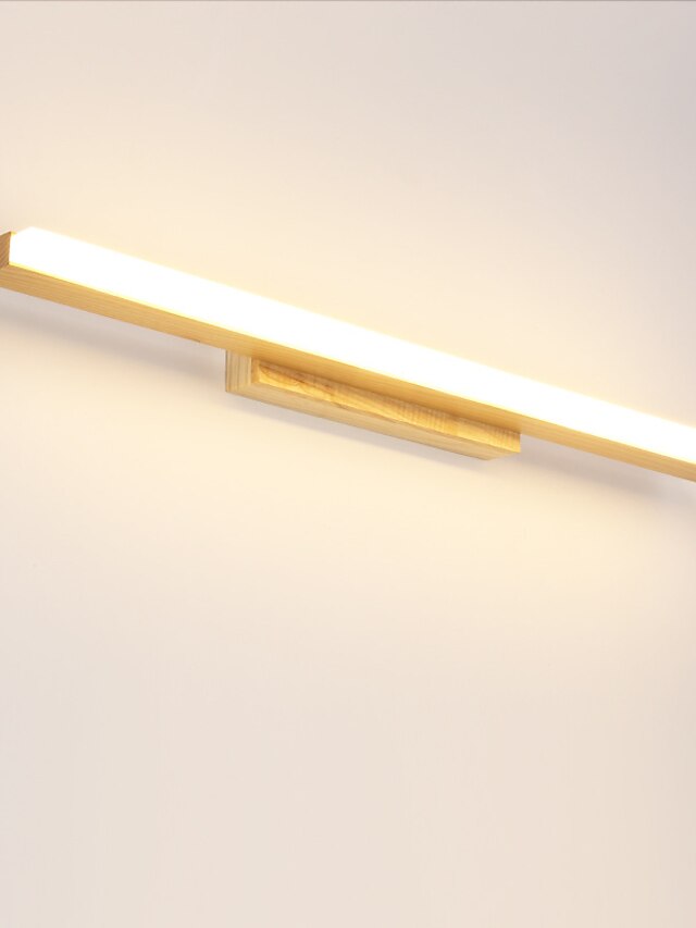  LED Mirror Lamp Nordic Solid Wood 40/60/80cm Bathroom Cabinet Lamp Bathroom Dresser Simple Makeup Log Wall Lamp 6W/9W/12W