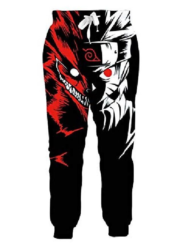  mens womens naruto jogger pants cool 3d uzumaki anime print sweatpants drawstring pockets trousers sportwear for casual daily party m