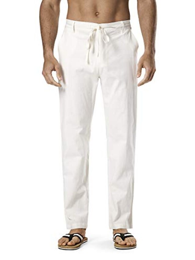  Men's Casual Straight Pants Trousers Pants Causal Athleisure Cotton Plain White Black khaki Royal Blue M L XL 2XL 3XL / Spring / Summer