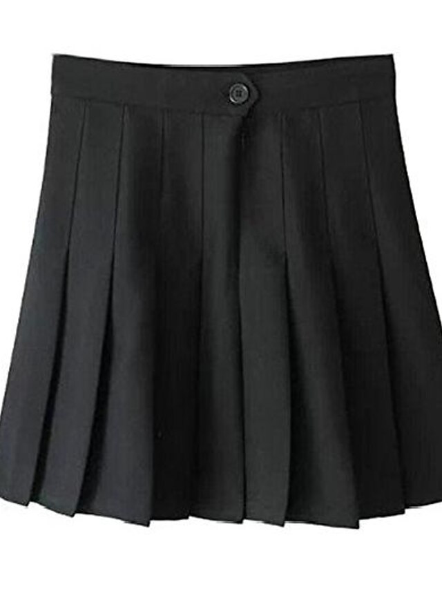  kvinder skoleuniform plaid plisseret mini nederdel 12 sort