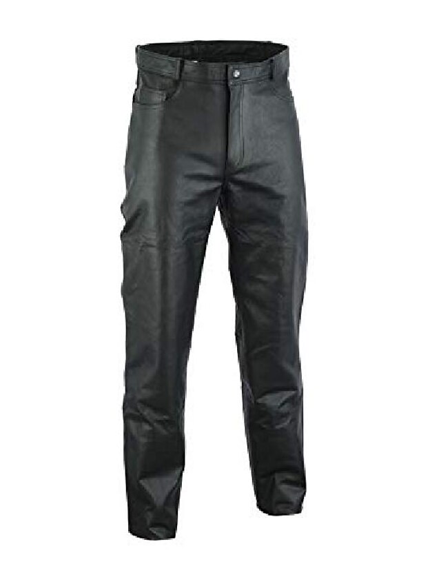  pantalon noir en cuir véritable pour homme (48 w)