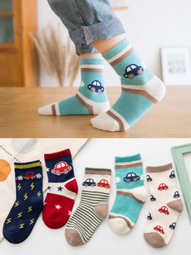  Kids Toddler Boys' Underwear & Socks 5 Pairs Rainbow Striped Color Block Patchwork Print