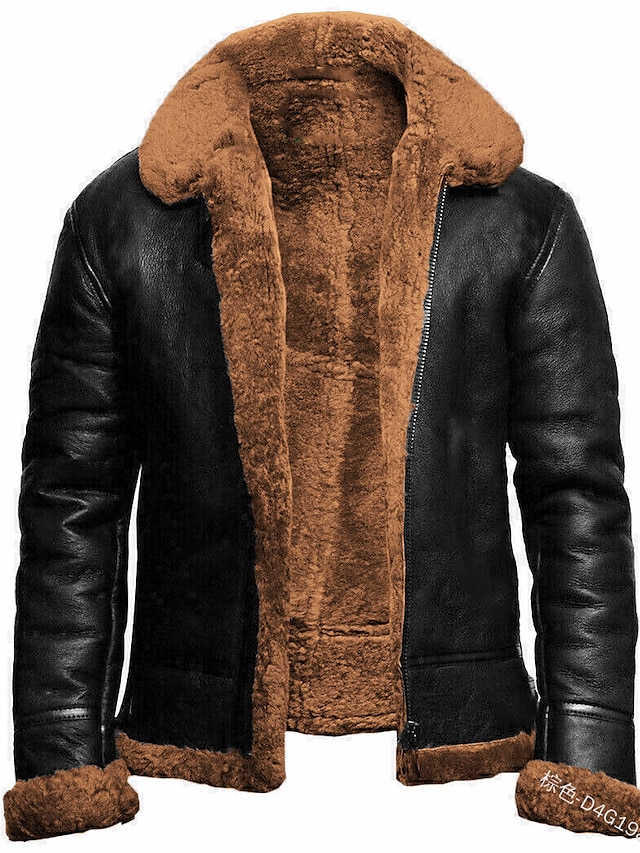  herre aviator b3 verdenskrig2 ægte shearling fåreskind flyvende jakke (stor, brun)