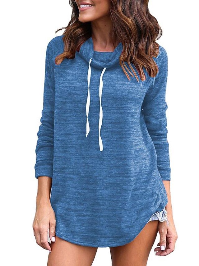  Women's Solid Color Hoodie Pullover Lace up Daily Casual Hoodies Sweatshirts  Blue Fuchsia Black