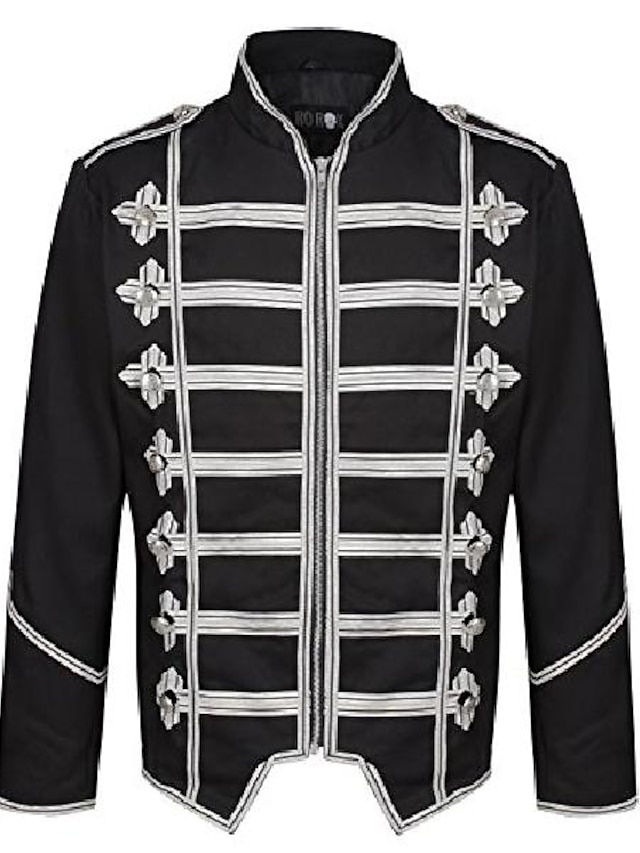  giacca gotica da parata militare steampunk da uomo - nera& argento (xxx-grande)