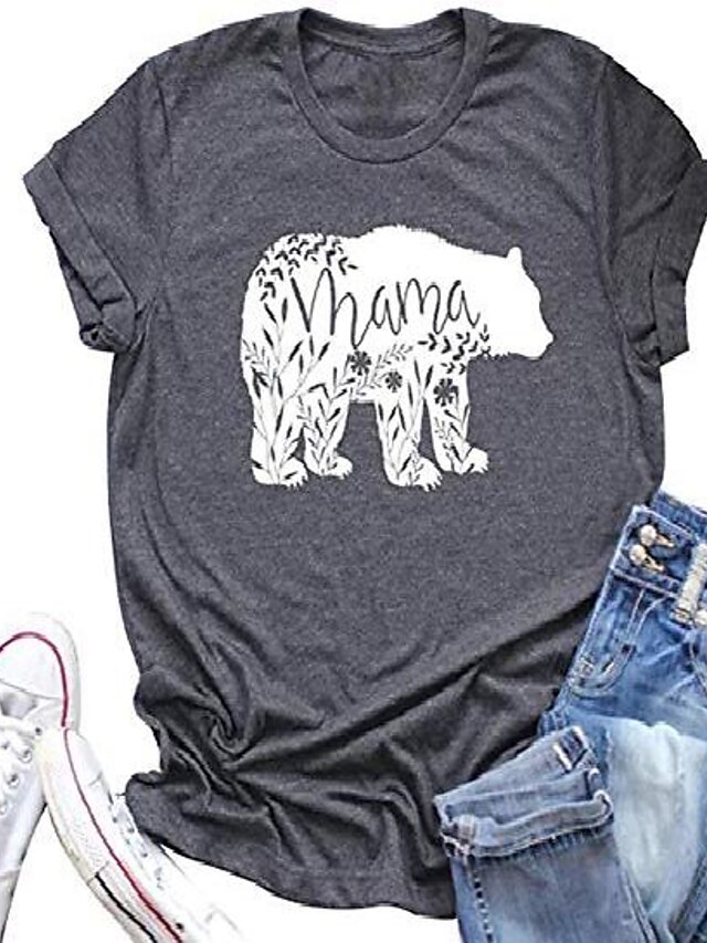  women mama bear shirt graphic tee short sleeve tops mom shirt gift mama top (grey, s)
