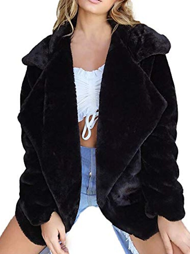  kvinders afslappet tyk varm frakke vindjakke parka cardigan jakke overfrakke (sort, m)