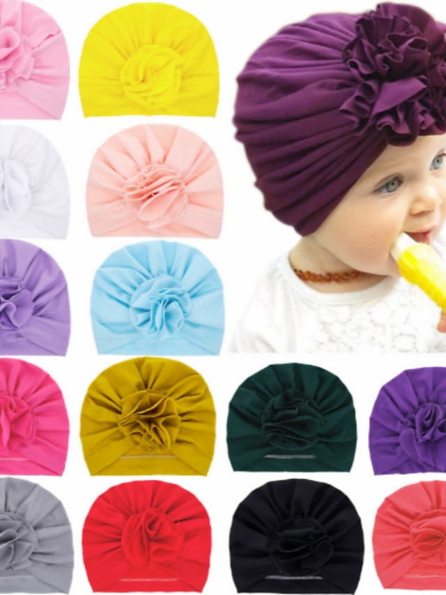  1pcs Toddler / Baby Girls' Basic Black / White / Blue Floral / Solid Colored Pure Color Spandex / Cotton Hair Accessories Purple / Yellow / Blushing Pink One-Size / Bandanas