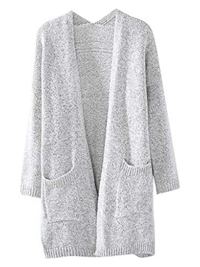  jakke kvinders langærmet solid varm vinterjakke (grå, m (l))