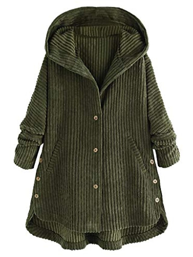  Mujer Abrigo Abrigo de peluche Chaqueta de sherpa Botón Básico Casual Casual Diario Festivos Abrigo Largo Poliéster Verde Trébol Negro Café Otoño Invierno Primavera Sudadera Ajuste regular M L XL 2XL