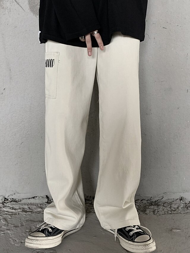  Women's Sporty Outdoor Daily Wide Leg Pants Pants Solid Colored Full Length Black Beige