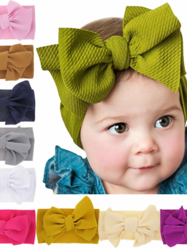  1pcs Toddler / Baby Girls' Basic Black / White / Red Solid Colored Pure Color / Bow Spandex / Cotton Hair Accessories Purple / Yellow / Blushing Pink One-Size / Headbands